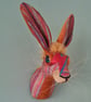 Faux hare head wall mount in multi coloured lurex - Ziggy Haredust - Image 1