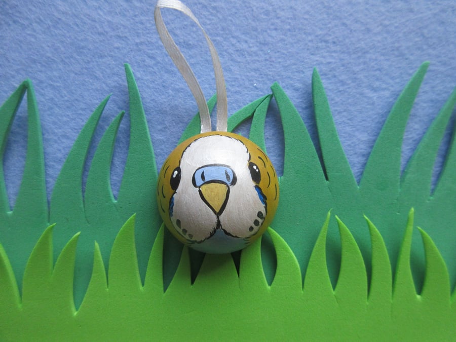 Christmas Tree Bauble Budgie Budgerigar Pet Bird Yellow Blue Hanging Decoration