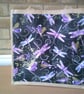 Purple Dragonflies on a Black Background Medium Jute Bag