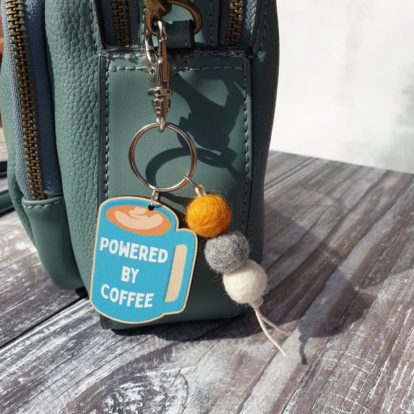 Powered by Coffee Bag Charm Keyring