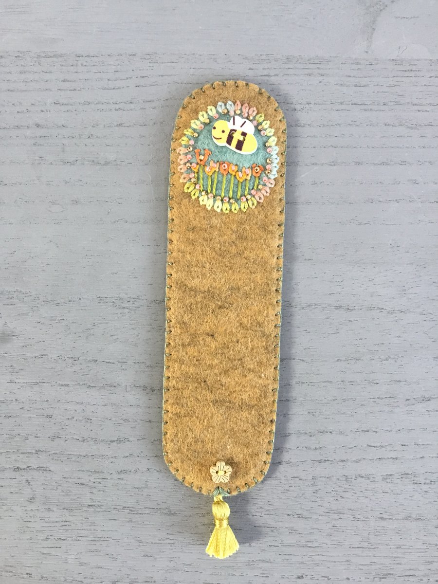 Embroidered Bee Bookmark 