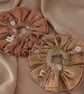 Gold Copper Satin Tulle Net XL Scrunchies, Lacey Ruffle Frill Scrunchies, Daisy  - Image 4