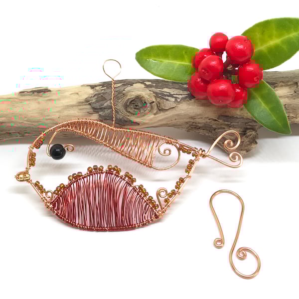 Sale - Robin Decoration, Copper Robin, Christmas Decoration