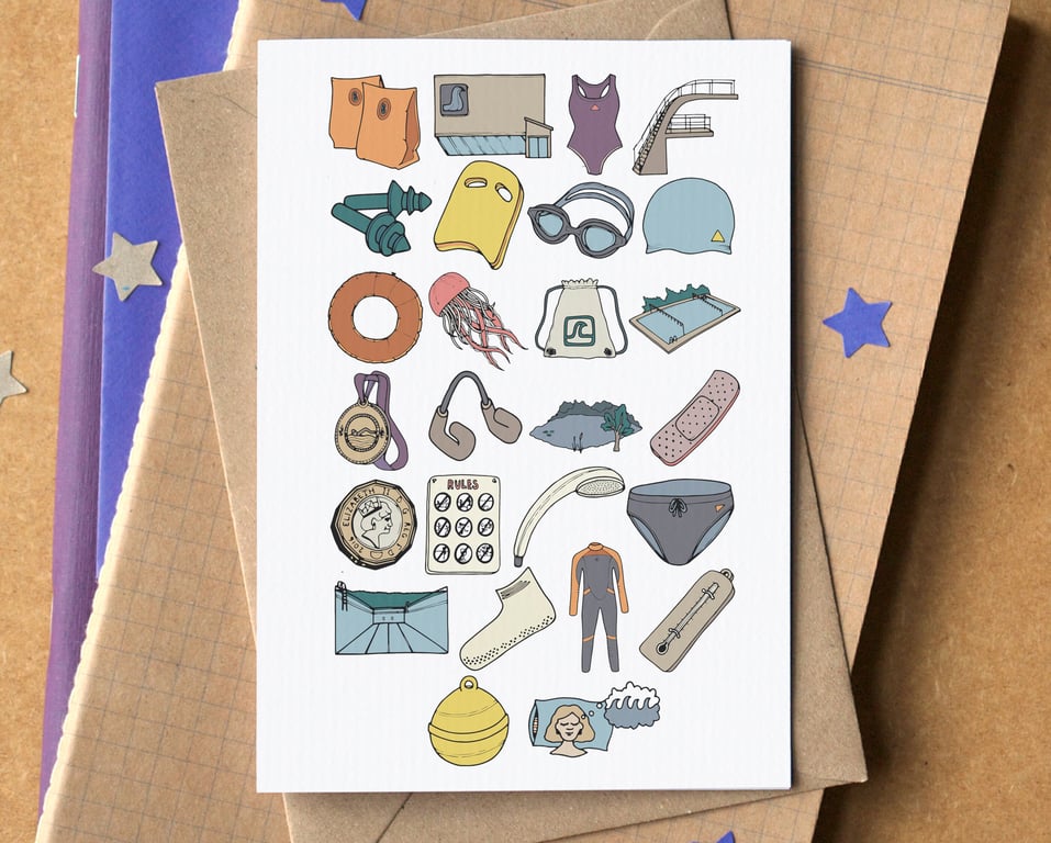 Swimming Alphabet Greetings Card