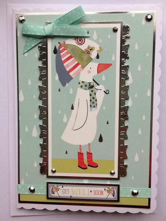 Get Well Card Get Well Soon Duck Umbrella Under the Weather