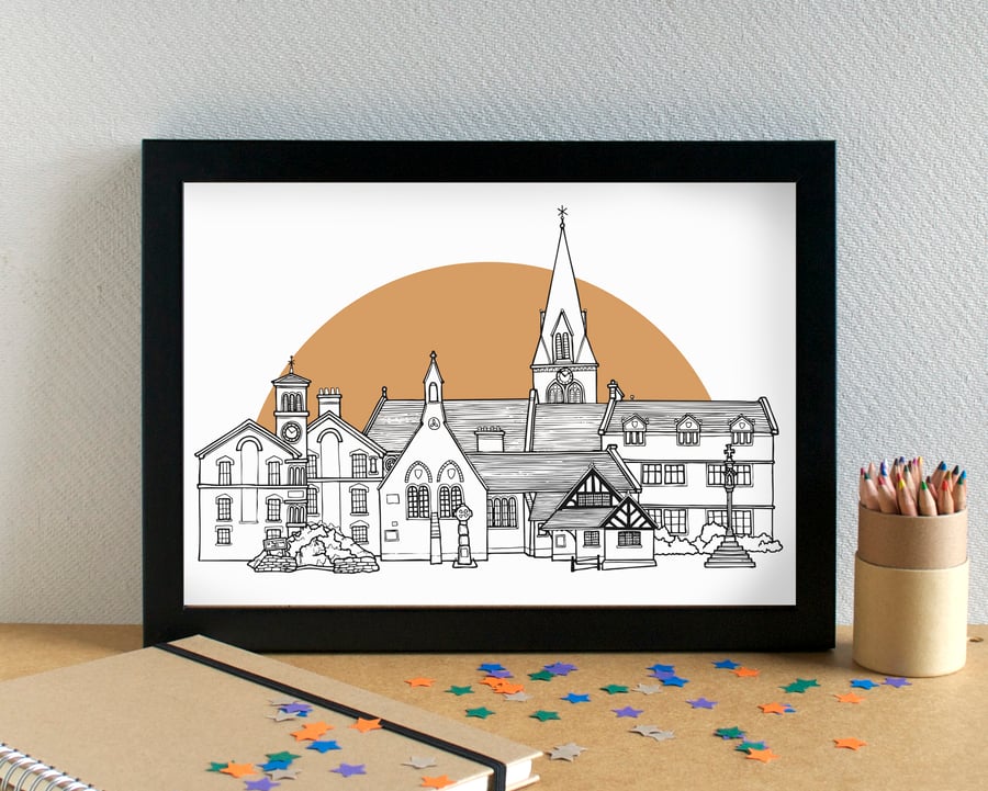 Bromborough Wirral Skyline Art Print