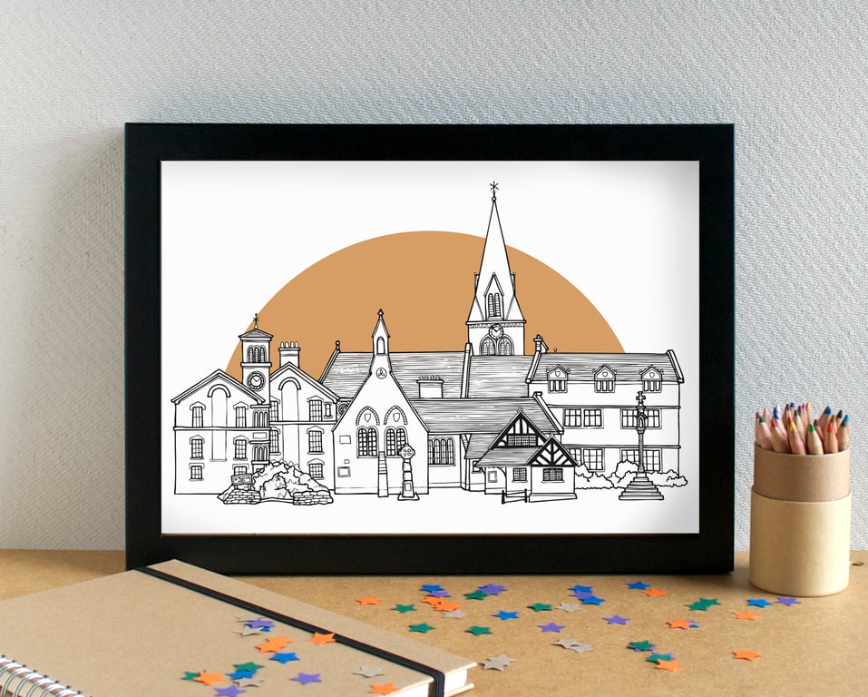 Bromborough Wirral Skyline Art Print