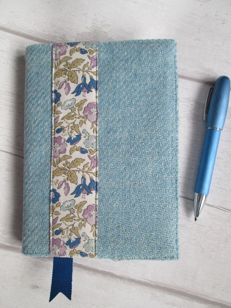 A6 'Harris Tweed' and Liberty Print Reusable Notebook Cover