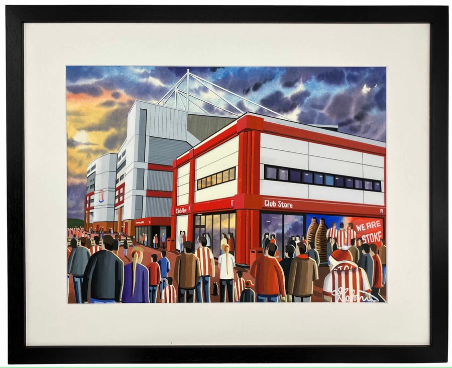 Stoke City, Bet 365 Stadium Framed Football Art Print. 20" x 16" Frame Size