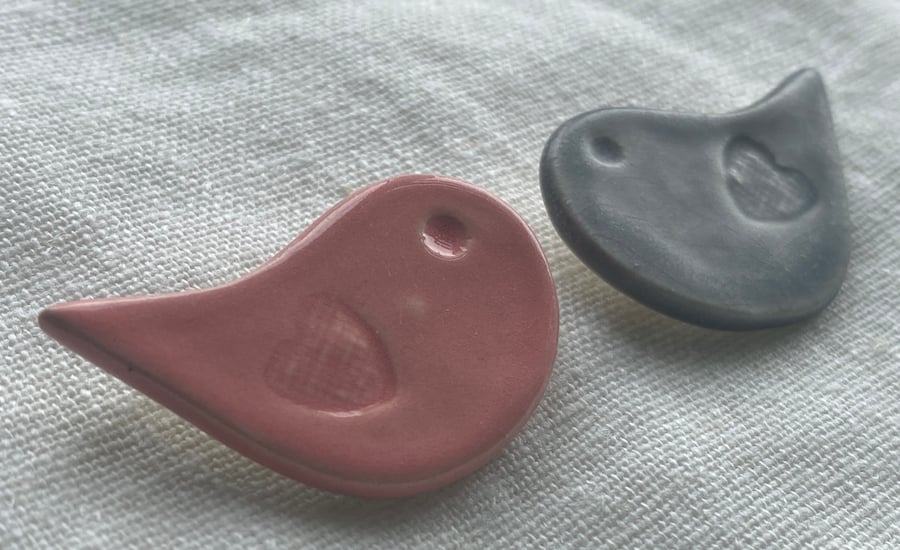 Handmade Ceramic Birdy Buttons sold as singles