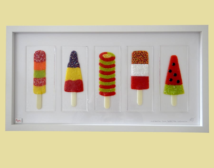 Handmade Fused Glass 'Classic Ice Lolly' Picture.