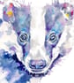 Badger watercolour print, painting, illustration, woodland, British wildlife - Image 2