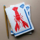 Handprinted Lobster notebook