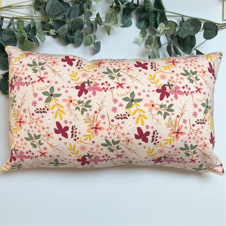 Rectangle Cushion in a colourful floral print cotton fabric - Home Decor