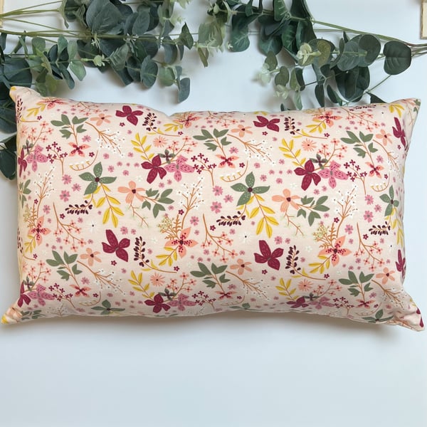 Rectangle Cushion in a colourful floral print cotton fabric - Home Decor