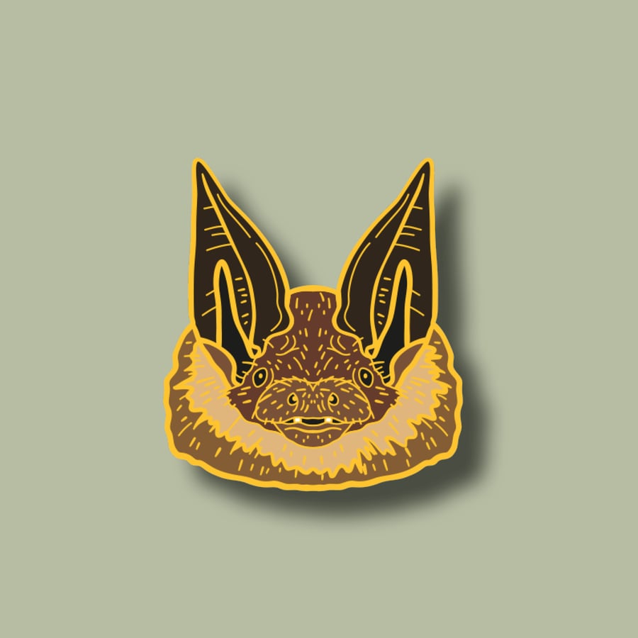 Long-eared bat hard enamel pin, wildlife lapel badge, Nature lover gift