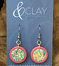 Circular Coral and Multi-Colour Earrings