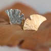 Gingko Leaf Earrings, Silver Studs