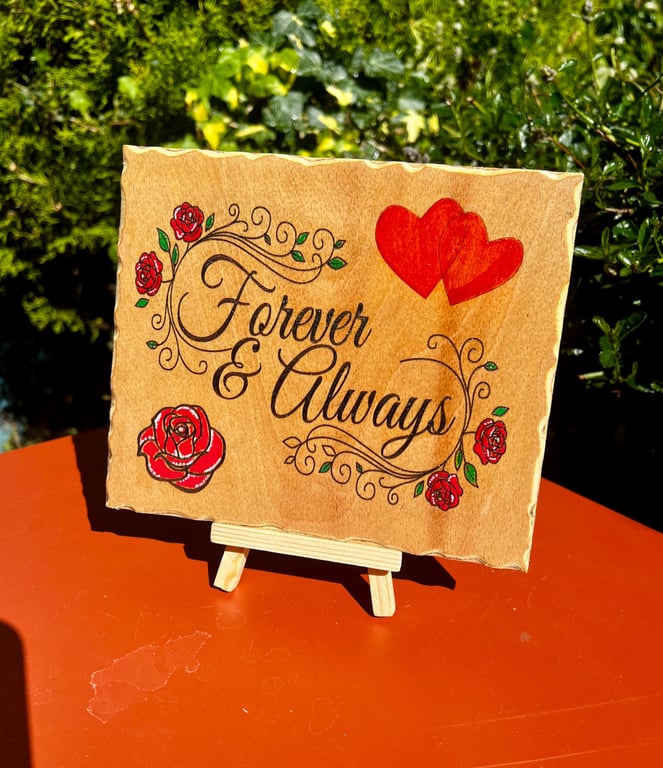 Forever and always wooden sign