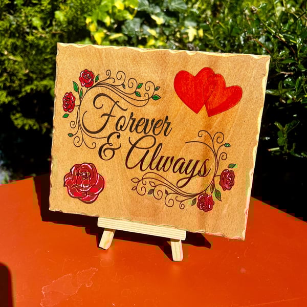 Forever and always wooden sign