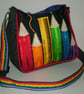 Small Navy & multi coloured Ribbon Pencil Handbag - Image 3