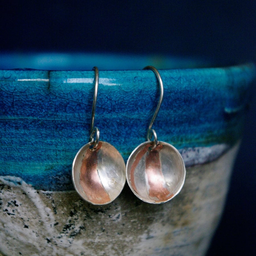 Silver Cup Dangle Earrings