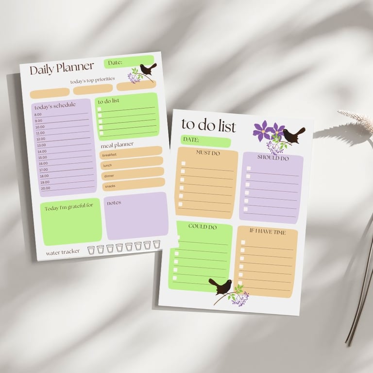 Little Blackbird Daily Planner To Do List Printable PDF 