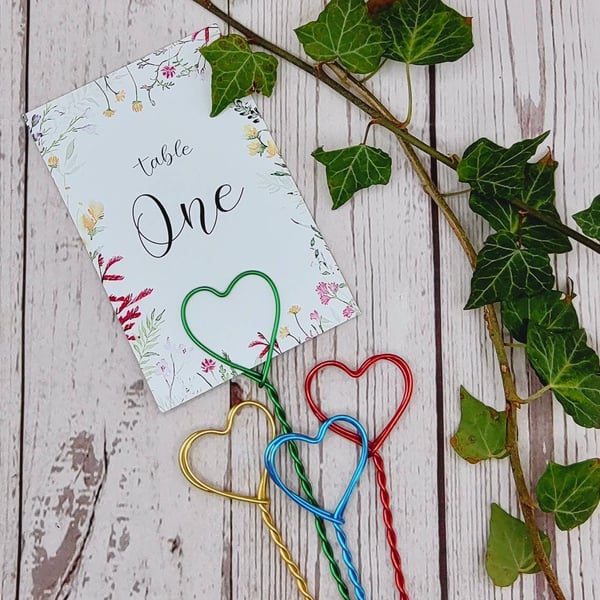 Handmade Stick - in Heart Twist Wire Table Number Holders: Wedding Decor