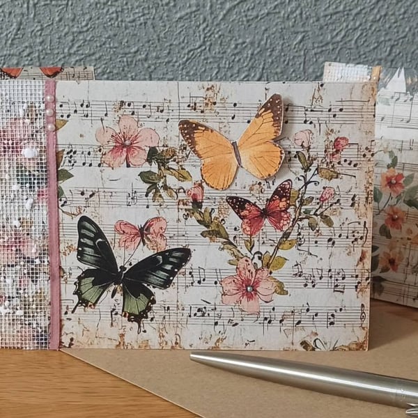 Set of 3 Handmade Mixed Media Butterfly Cards and Gift Tags