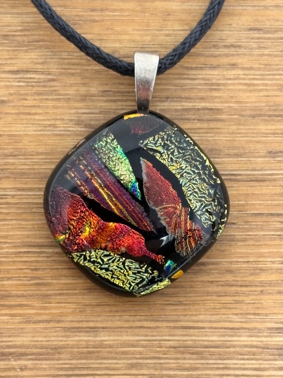 Multi Coloured Fused Glass Pendant