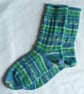 Hand-cranked Knitted Ribbed Wool Socks Size 6 to 7 - Image 2