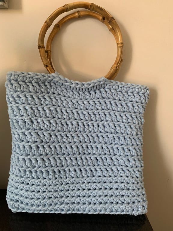 Lovely baby blue crochet handbag