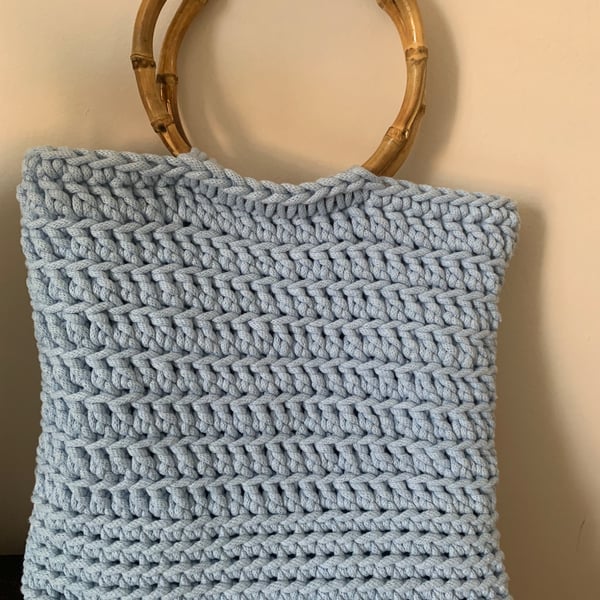 Lovely baby blue crochet handbag