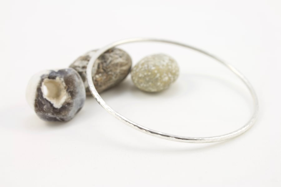 Handmade Sterling Silver Hammered Stacking Bangle