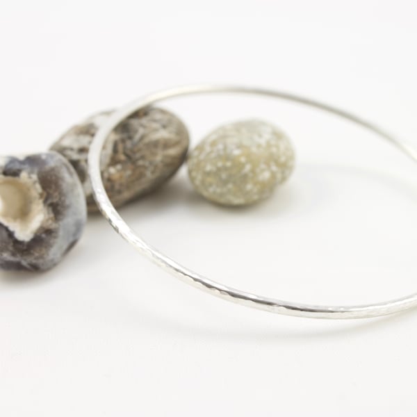 Handmade Sterling Silver Hammered Stacking Bangle