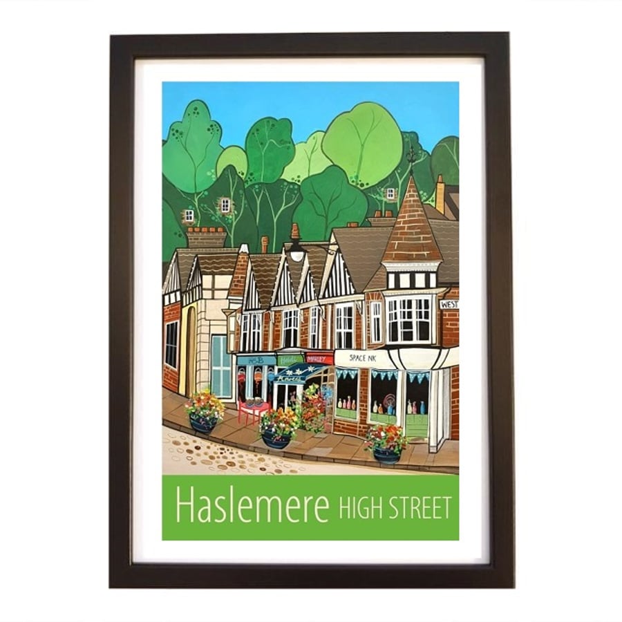 Haslemere High Street travel poster print by Susie West