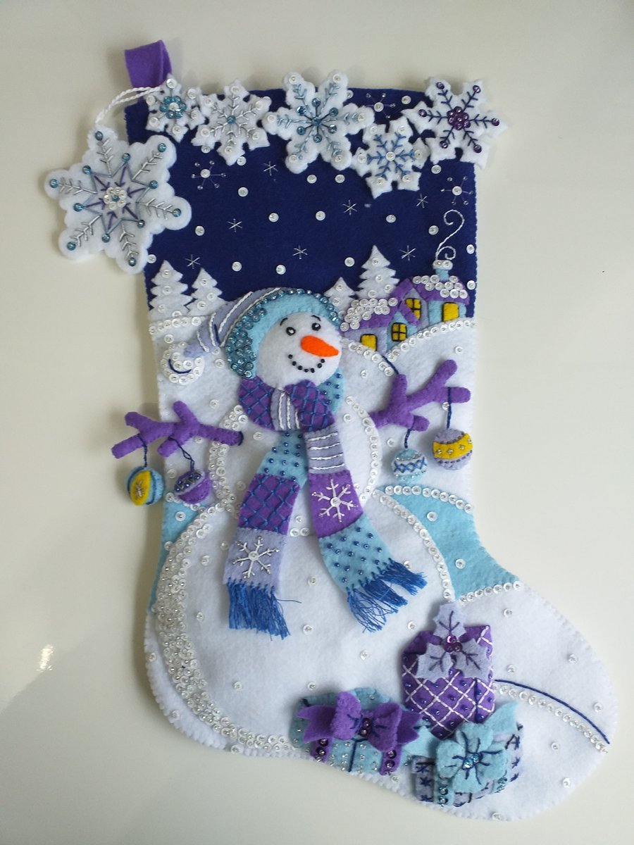 Bucilla Frosty Night FINISHED Christmas Stocking - Can be Personalised