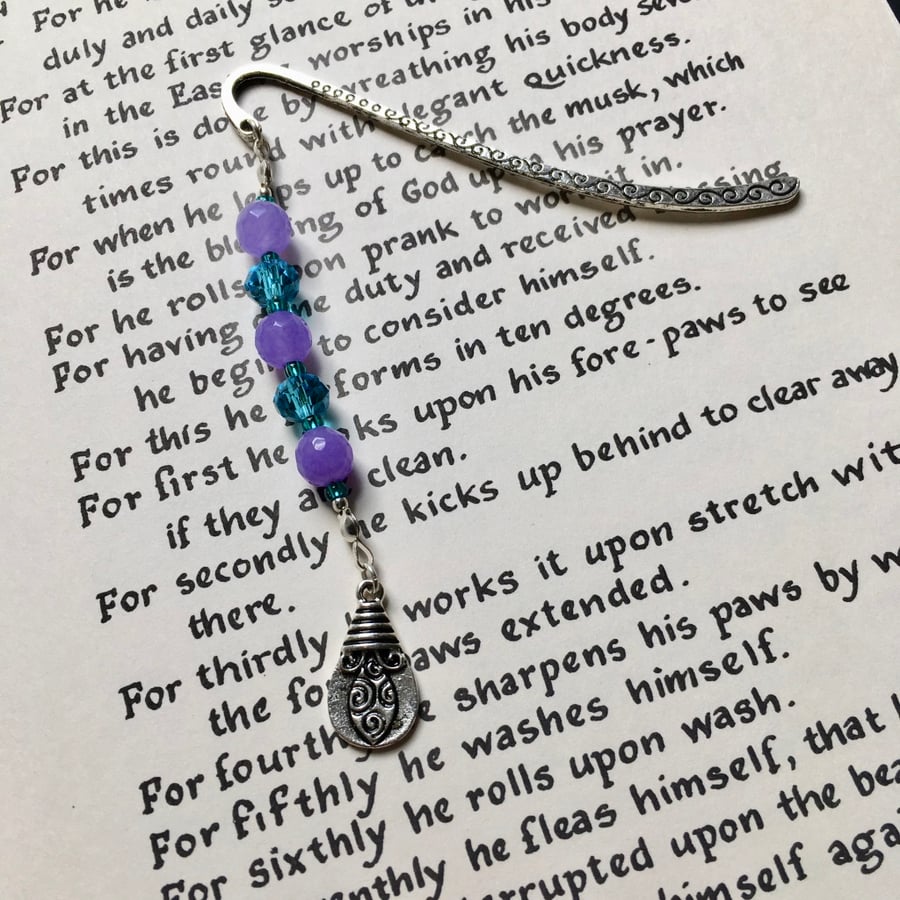 Purple and Turquoise Charm Bookmark, Gift for Her, Mothers Day
