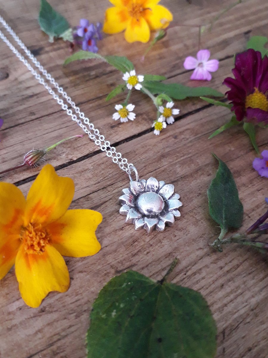 Summer Sun Flower Silver Necklace No 3