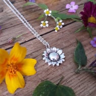 Summer Sun Flower Silver Necklace No 3
