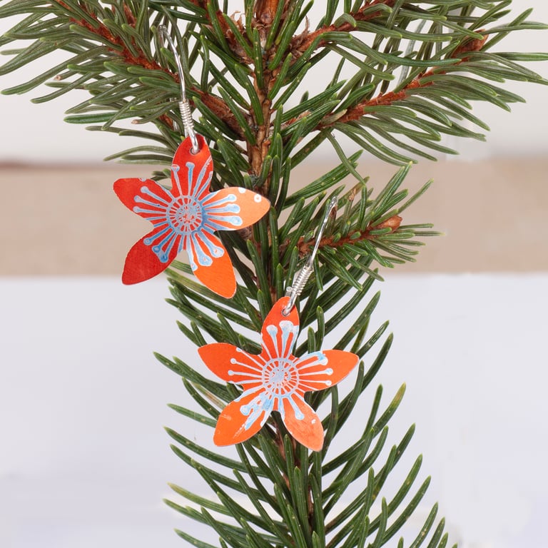 Christmas flower earrings.
