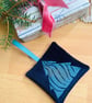 Velvet Lavender Sachet, Hand Printed Lavender Bag, Christmas Tree Ornament  - Image 2