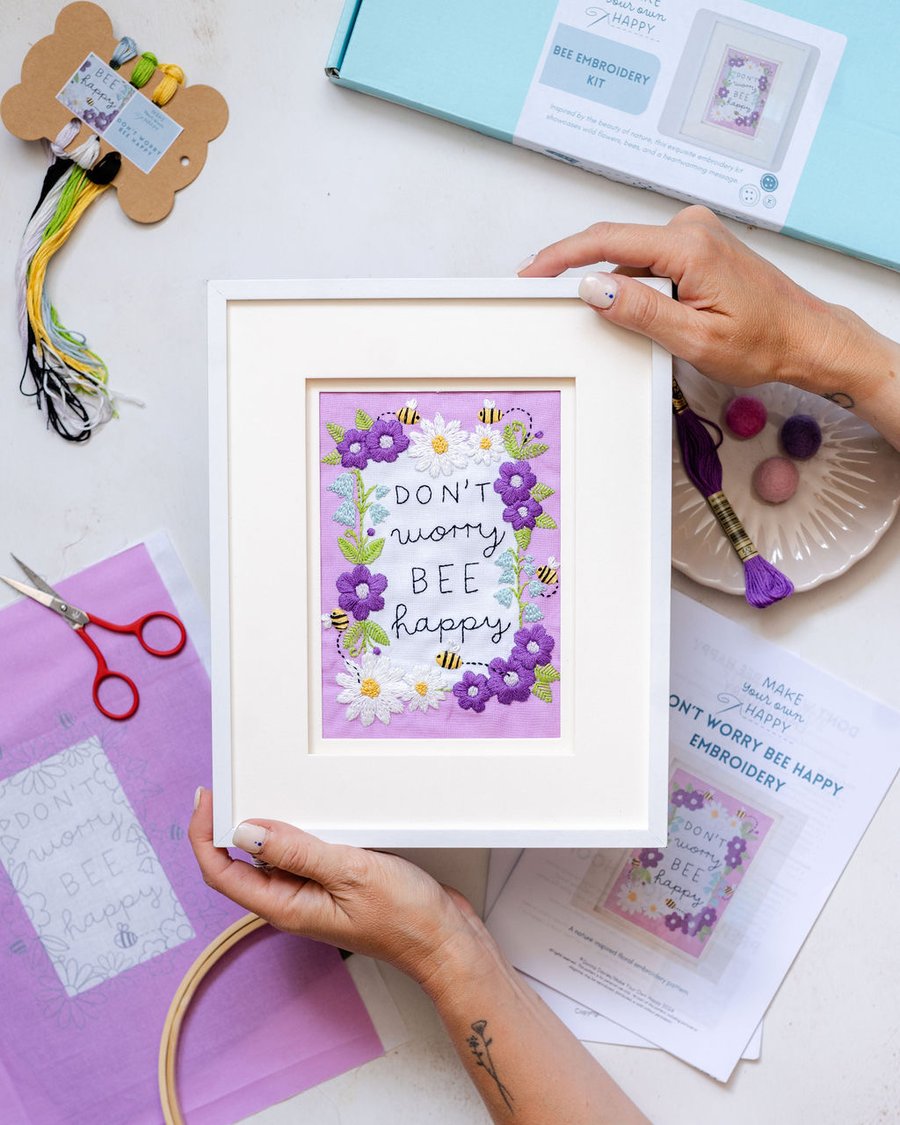 Don’t Worry Bee Happy Embroidery Kit