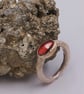 Textured Silver Ring with Faceted Garnet Slice : Size K - Image 8