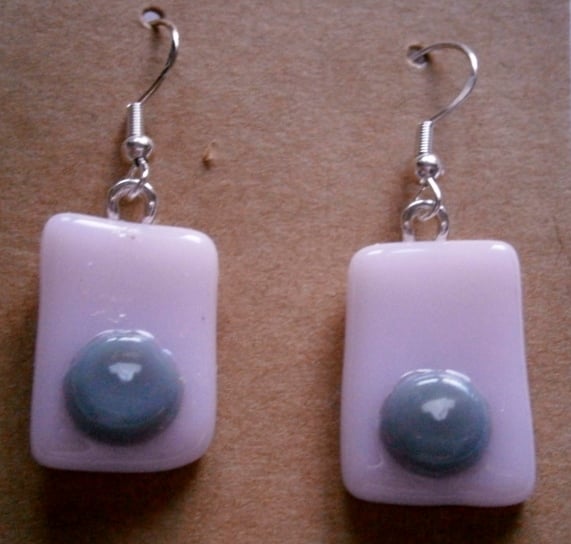 Fused glass Sheepy earrings