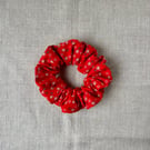 100% cotton red floral scrunchie