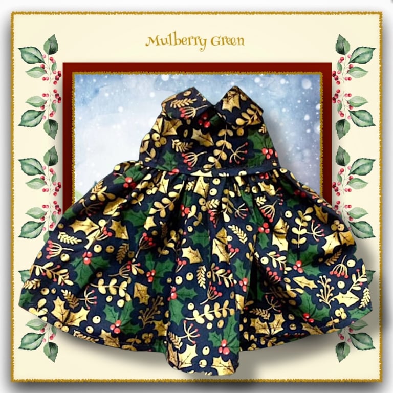 Golden Holly Christmas Dress 