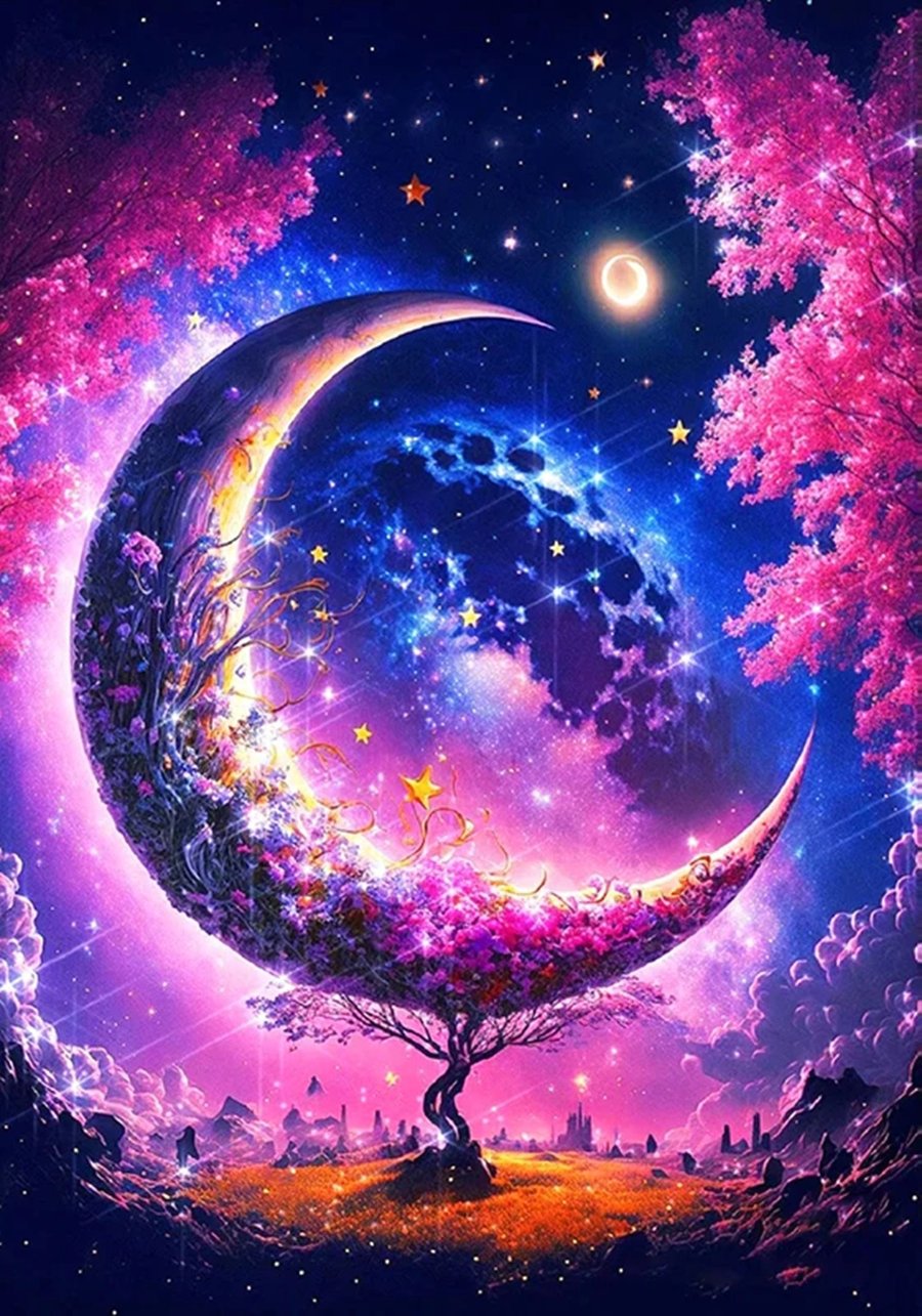 5D DIY Magical Half Moon Diamond Painting Kit Painting for Adults 30cm x 40cm