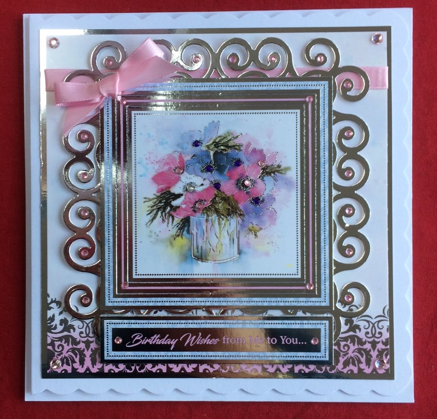3D Luxury Handmade Card Birthday Wishes Me to You Poppies by Poppy Kay Designs
