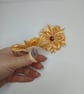 Gold Satin Ribbon Flower Hair Ties, Set of 2, Champagne Flower - Image 6